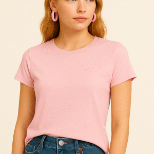 BlushBloom Women's Baby Pink Cotton T-Shirt – Soft & Stylish