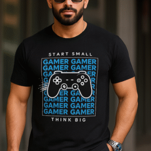 GamerMode Men's Black Cotton Printed T-Shirt – Game On in Style