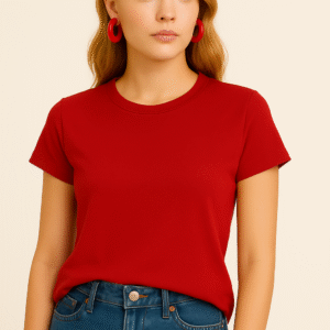Red Women's Cotton Crop T-Shirt