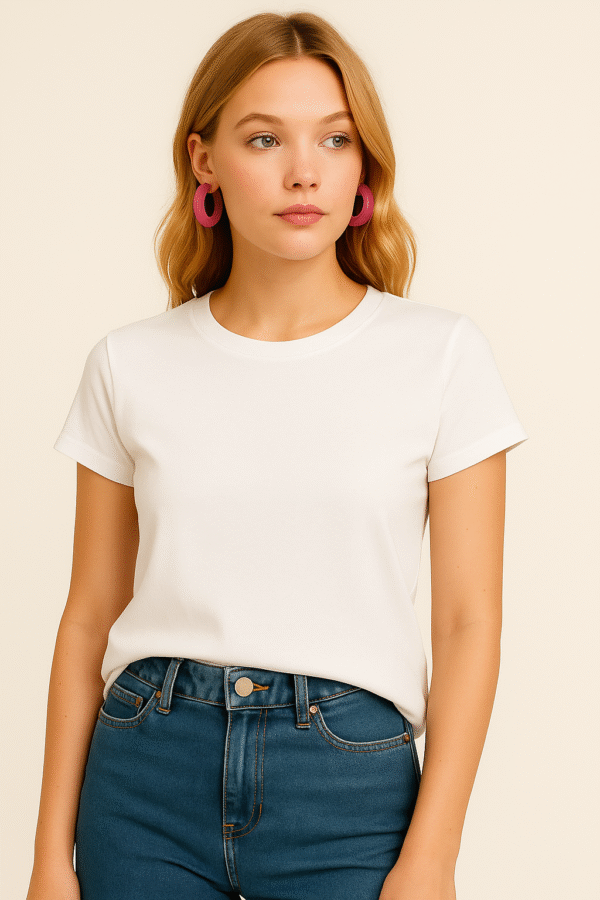 Women's Solid White T-shirt Regular Fit