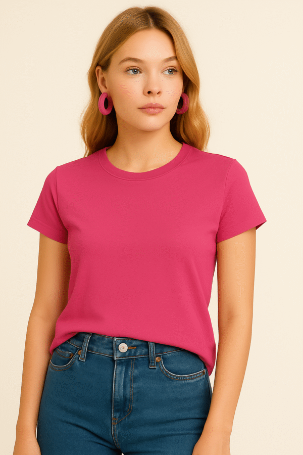 Glow Women's Rani Pink Cotton T-Shirt – Bold & Beautiful Everyday Wear