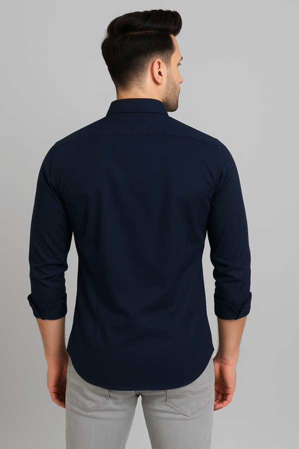 Men's Navy Blue Polyester Formal Shirt – Sharp & Stylish - Image 2