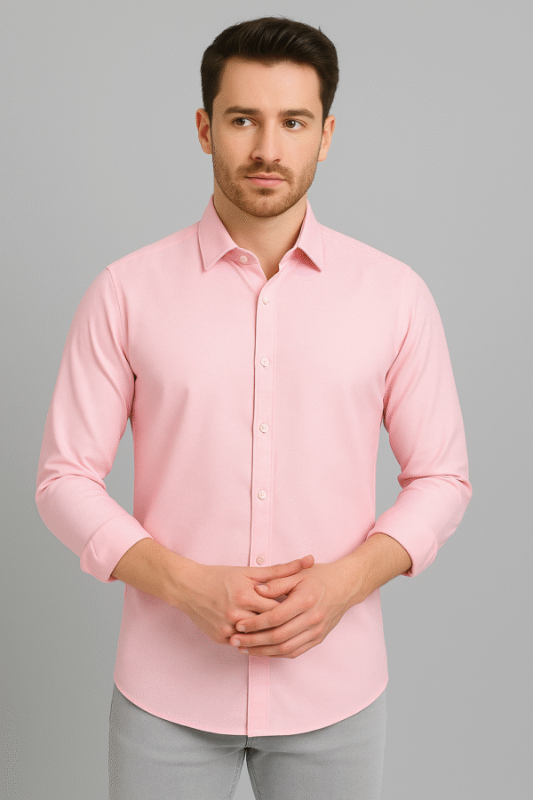 Formal Pink Men's Shirt – Full Sleeve | Regulara Fit Polyester