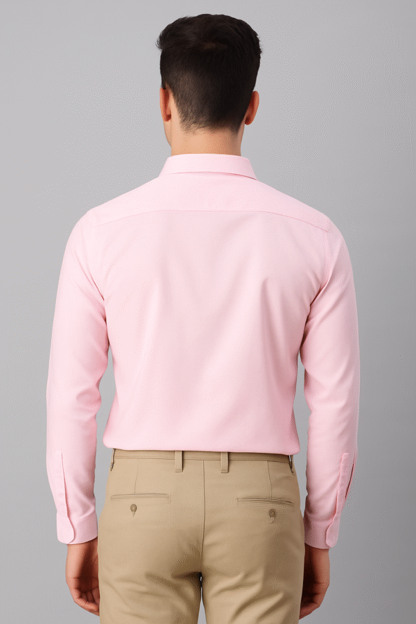 Formal Pink Men's Shirt – Full Sleeve | Regulara Fit Polyester - Image 2