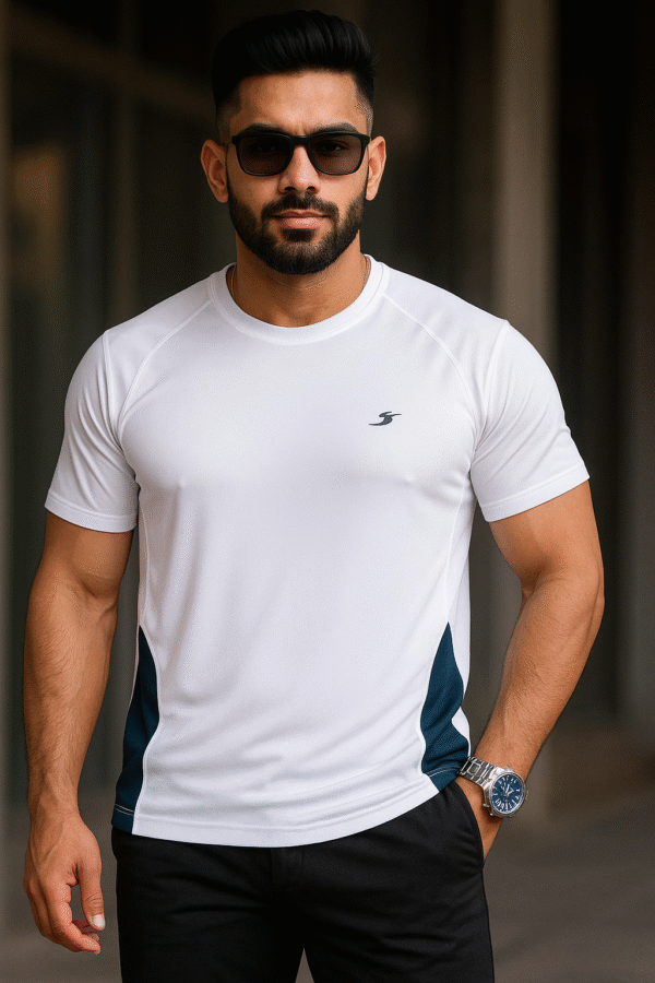 Men's White Sports T-Shirt – Lightweight - Image 2