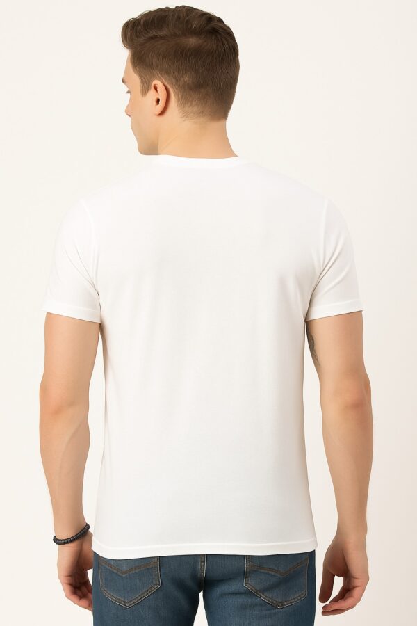 Men's Solid White Cotton T-shirt - Image 2