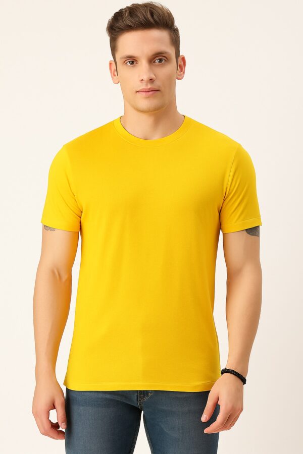 Men's Yellow Cotton T-Shirt