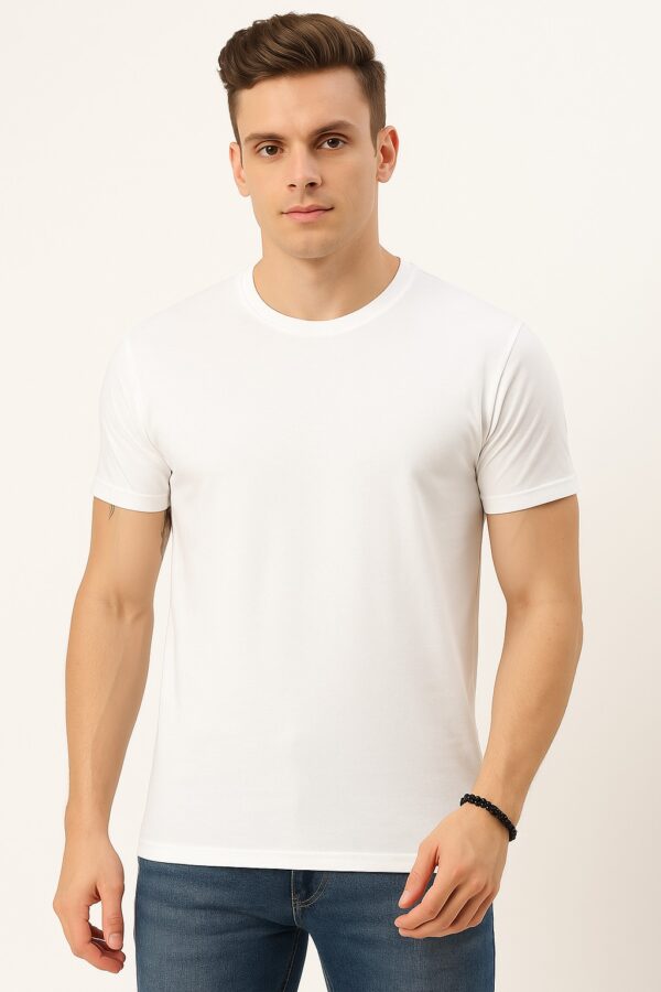 Men's Solid White Cotton T-shirt