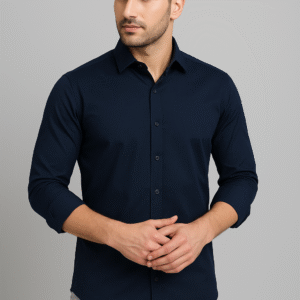 Men's Navy Blue Polyester Formal Shirt – Sharp & Stylish