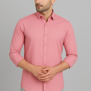 Men's Peach Polyester Formal Shirt