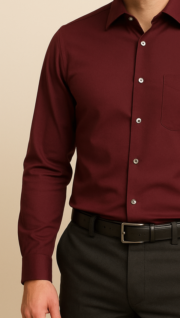 Men's Maroon Polyester Formal Shirt – Bold & Refined - Image 2